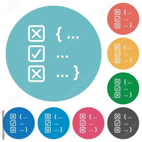 Source code checking flat round icons