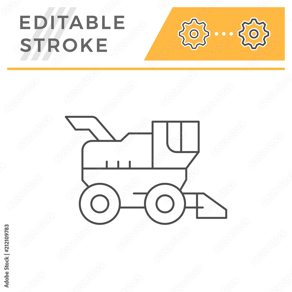 Combine harvester line icon Combine harvester line icon