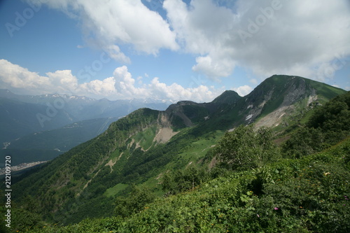 View of Caucasus mountains. Sochi  Krasnaya Polyana