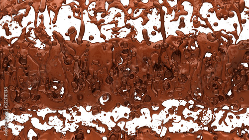 Melted chocolate or cocoa coffee splashes and droplets