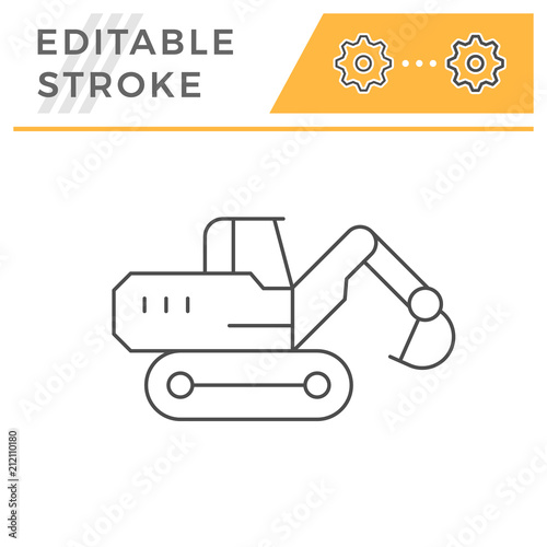 Crawler excavator line icon