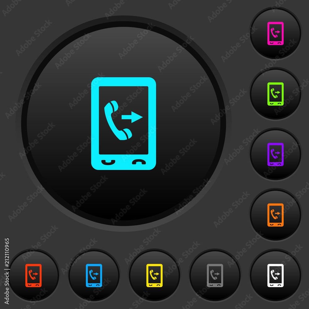 Outgoing mobile call dark push buttons with color icons Outgoing mobile call dark push buttons with color icons