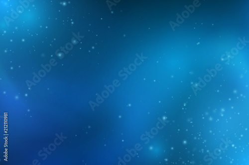 Abstract falling blue lights. Magic blue dust and glares. Starry sky. Glowing background. Blue glowing clouds of smoke. Glares bokeh. Vector illustration