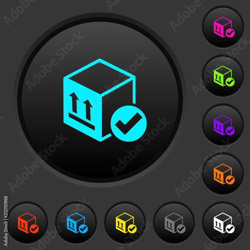Package delivered dark push buttons with color icons