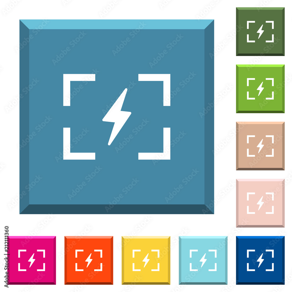 Camera flash mode white icons on edged square buttons Camera flash mode white icons on edged square buttons