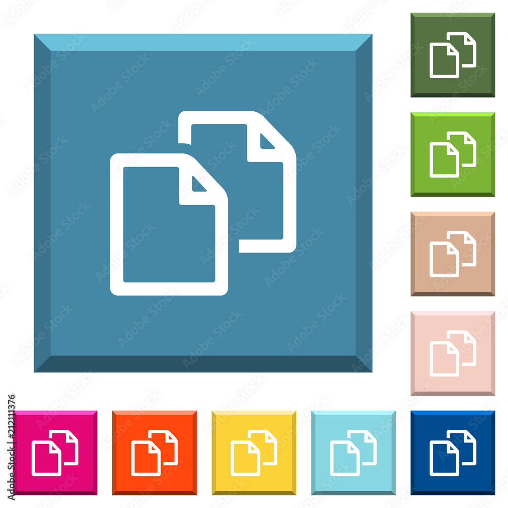 Copy document white icons on edged square buttons Copy document white icons on edged square buttons