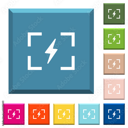 Camera flash mode white icons on edged square buttons