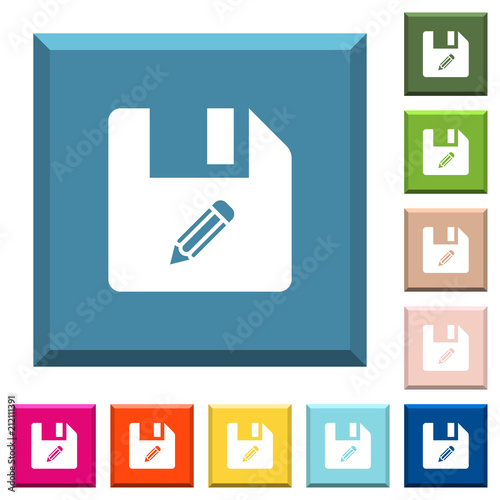 zip archive file white icons on edged square buttons