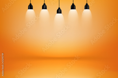 orange and yellow studio room with light box  background