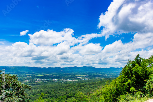 The point of view of the mountains and the town of Chaiyaphum at Sai Thong National Park Thailand.