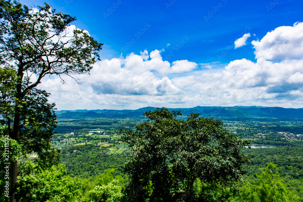The point of view of the mountains and the town of Chaiyaphum at  Sai Thong National Park Thailand.