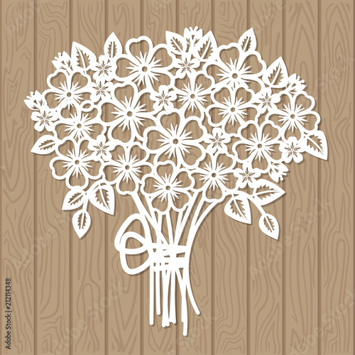 A template for laser cutting. Bouquet of flowers. For cutting from paper, wood, metal. Suitable for the design of wedding invitations, menus, scrapbooking.