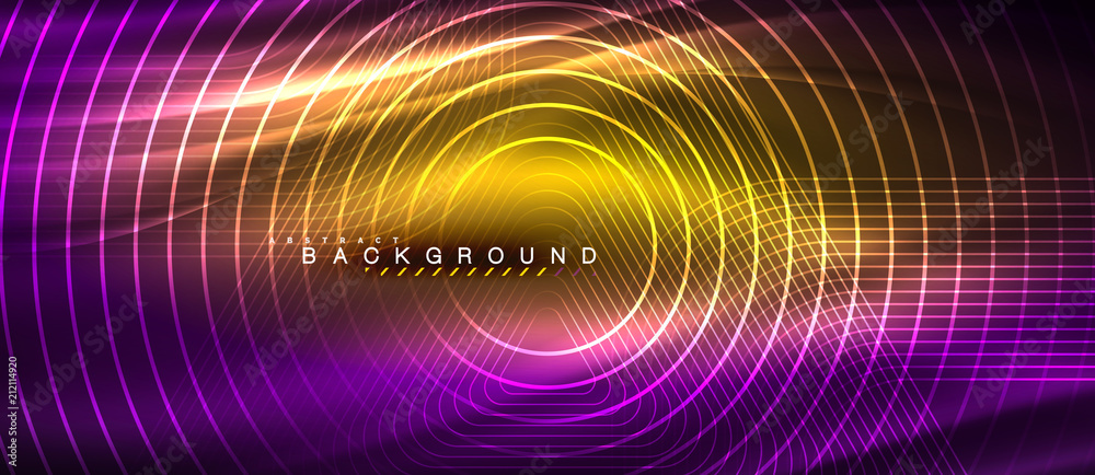 Neon glowing lines, magic energy space light concept, abstract background wallpaper design Neon glowing lines, magic energy space light concept, abstract background wallpaper design
