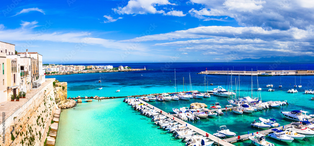 Otranto - coastal town in Puglia with turquoise sea. Italian summer holidays