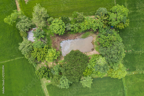 Foto Aerial view from flying drone