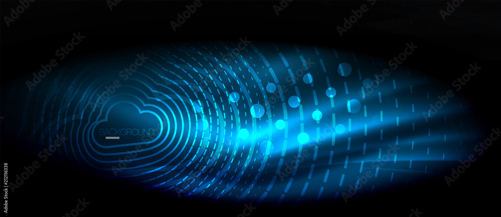 Neon glowing wave, magic energy and light motion background. Wallpaper template, hi-tech future concept Neon glowing wave, magic energy and light motion background. Wallpaper template, hi-tech future concept