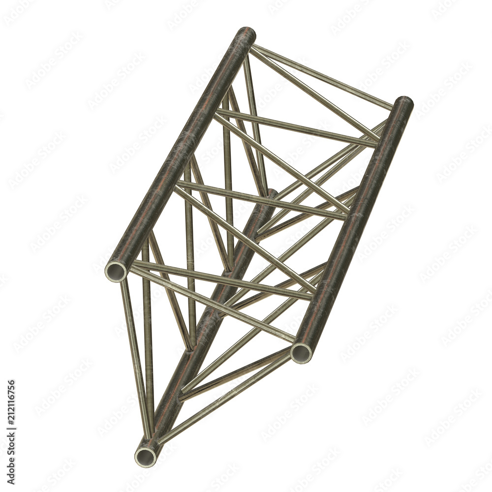 Metal truss girder element. 3d render isolated on white Metal truss girder element. 3d render isolated on white