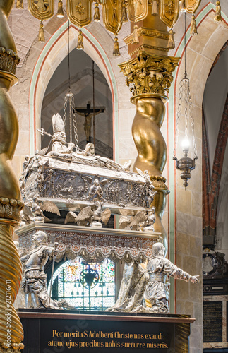 Silver coffin, sarcophagus of St. Adalbert, cathedral in Gniezno, Poland