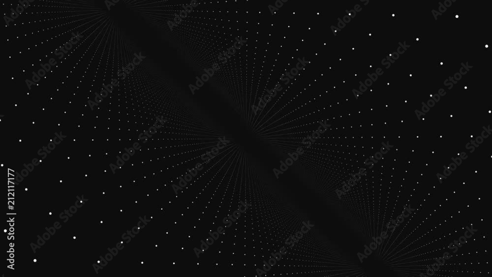 Motion in space of the points. Abstract animation. The concept of a futuristic virtual world