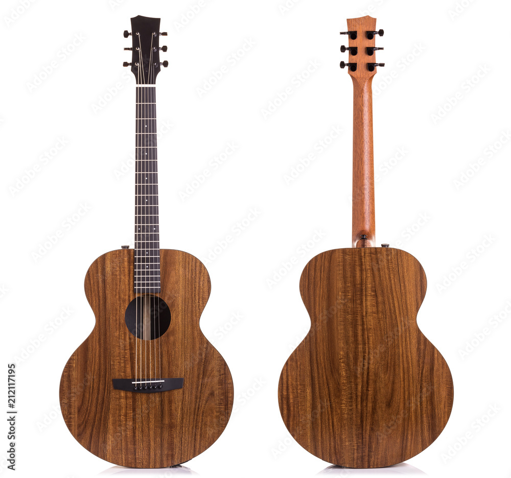 Naklejka premium New brown guitar isolated on white