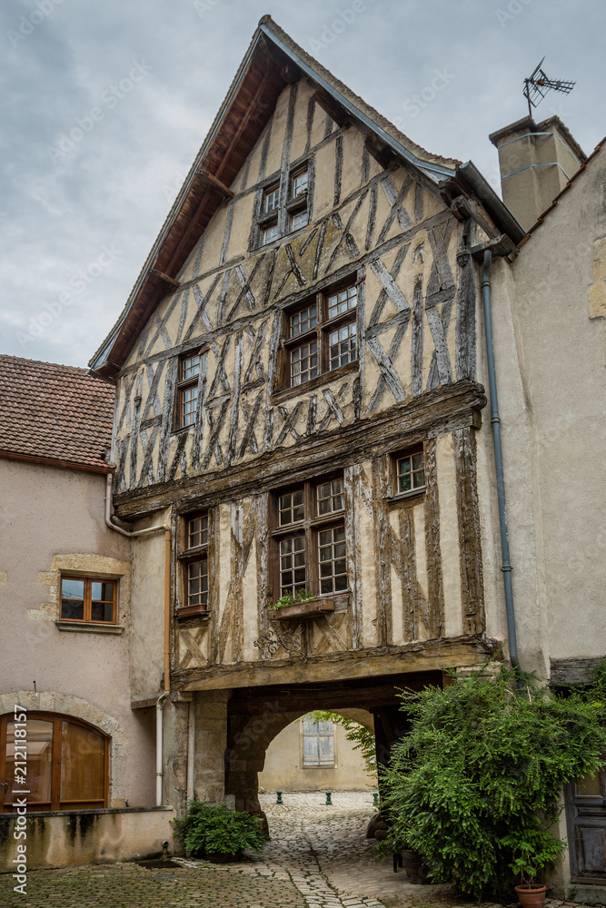 Half timbered houses in the picturesque town of Noyers sur Serein, Burgundy Half timbered houses in the picturesque town of Noyers sur Serein, Burgundy