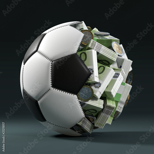 Bild auf Leinwand 3D Fußball Geld
