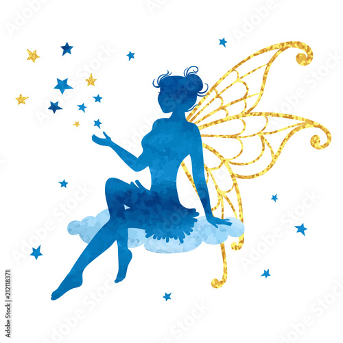 Fotografie, Obraz Watercolor fairy with stars