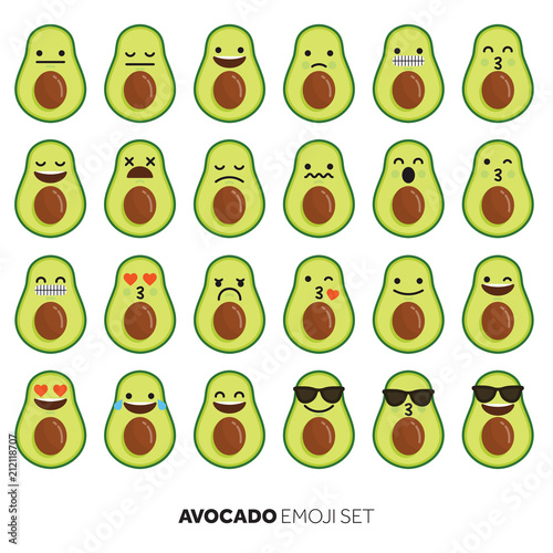 Avocado fruit cute emoji character icon