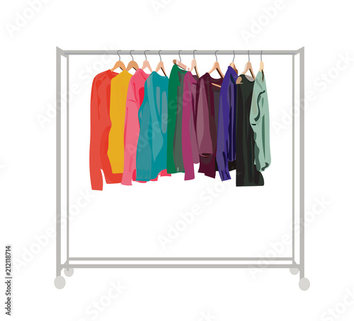 clothes rail. vector shop display  element. 