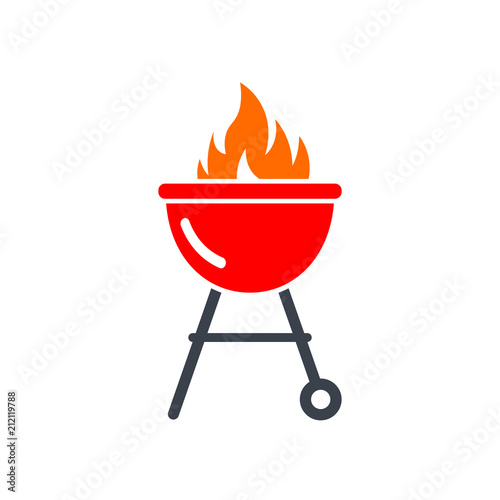 Red barbecue grill icon
