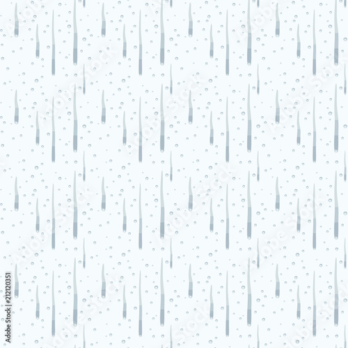 blue simple long and round drops flowing over transparent glass light vector seamless pattern background