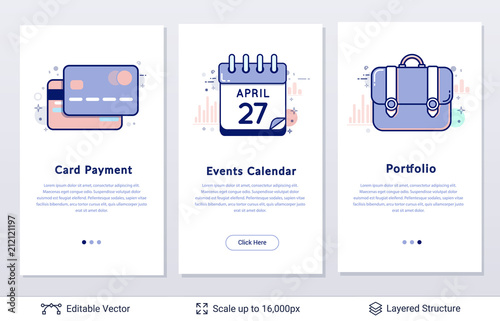 Portfolio, credit card and events symbols.