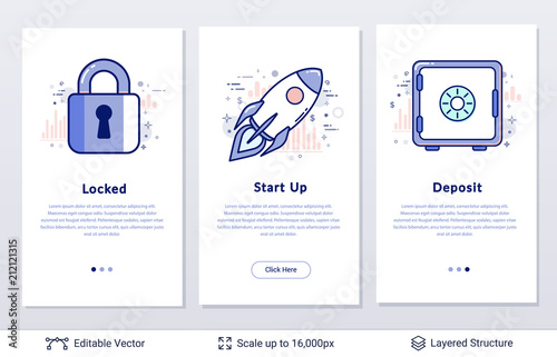 Locked safe and start up rocket symbols.