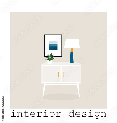 vector interior design elements. living room  furniture illustration. designer trendy  home style 