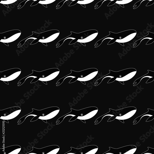 pattern with whales on black