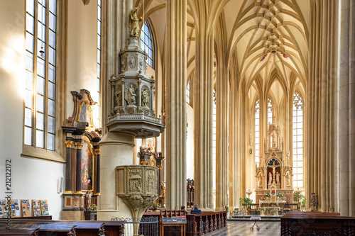 BRNO, CZECH REPUBLIC: panoramic view of Church of St. Jacob’s interiors