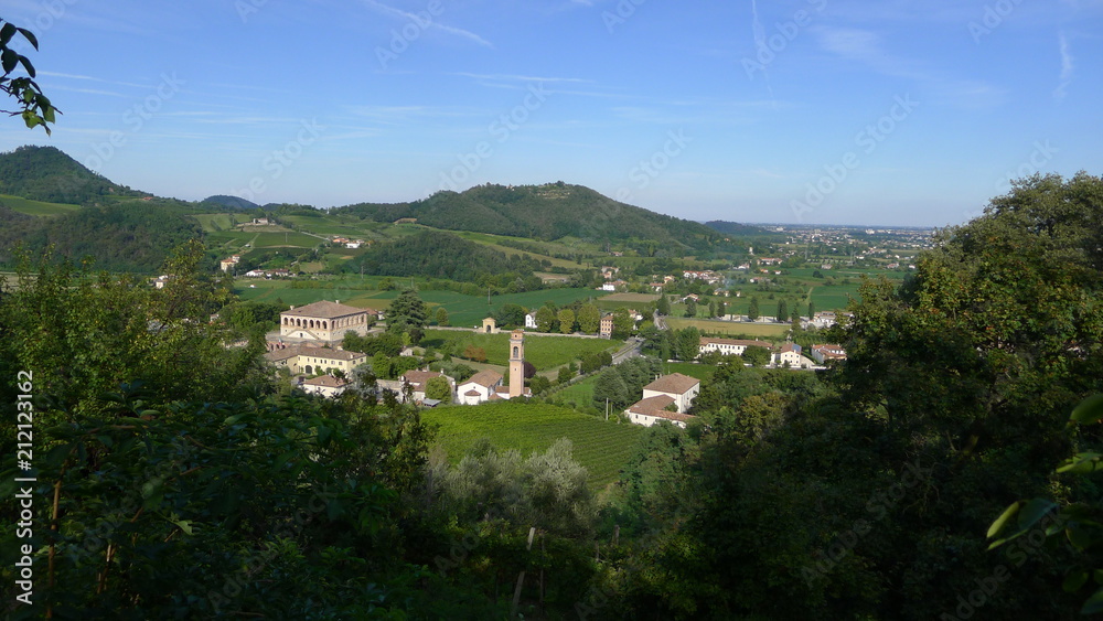 Fototapeta premium View of the Villa dei Vescovi and Luvigliano church