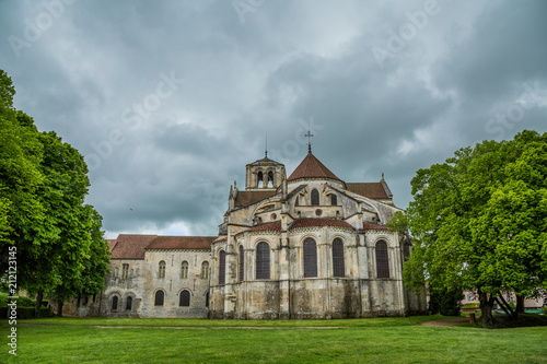 Rear view of Vézelay Abbey which was a Benedictine and Cluniac monastery in Vézelay in the Yonne department in northern Burgundy, France. photo