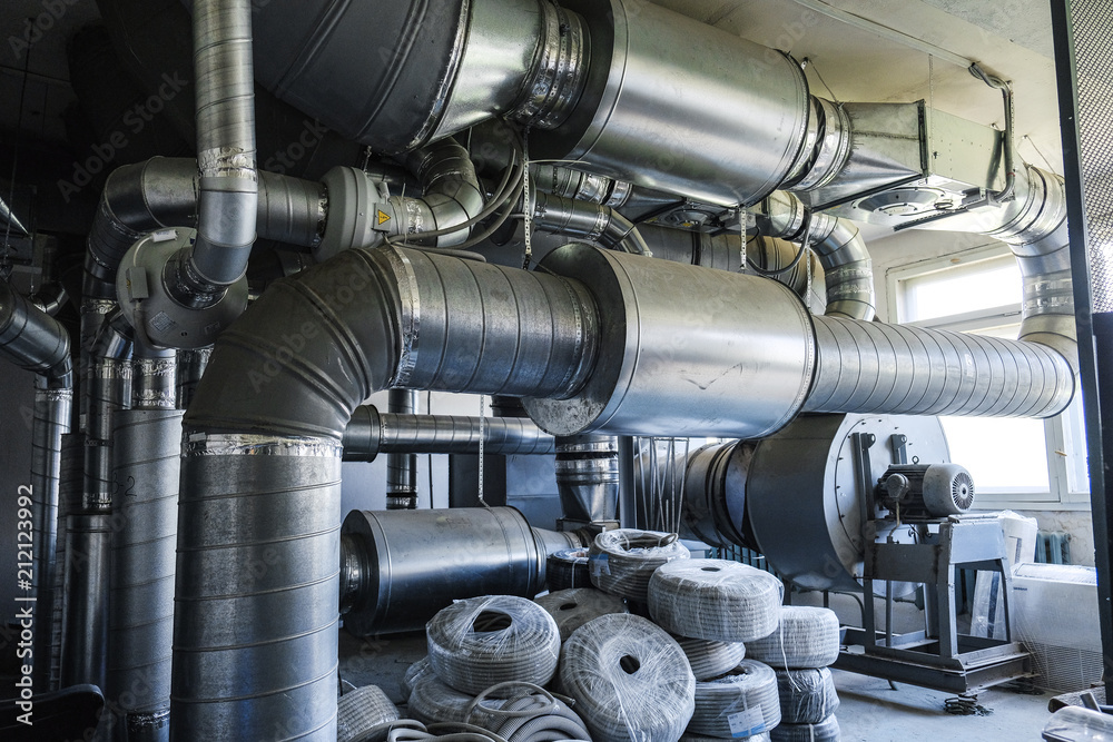 large ventilation pipes on the ceiling large ventilation pipes on the ceiling
