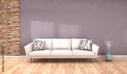 minimalistic living room scene - 3D rendering photo