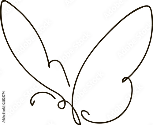 Continuous line butterfly.  vector
