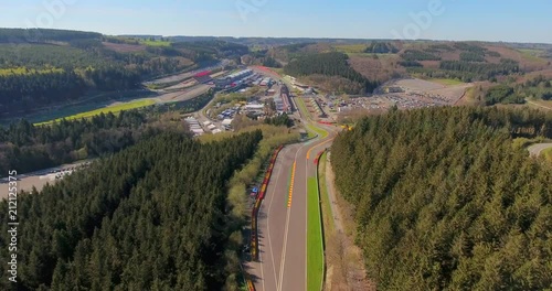 Aerial view of Spa-Francorchamps Circuit, motor-racing circuit is the venue of the Formula One Belgian Grand Prix, and of the Spa 24 Hours