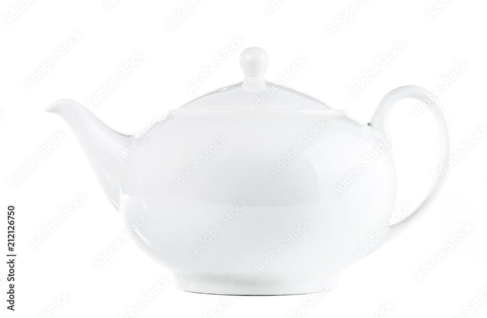 White ceramic teapot in high key isolated on white background. White ceramic teapot in high key isolated on white background.