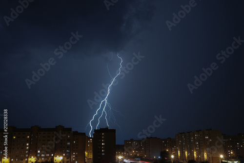 Lightning strike in the city