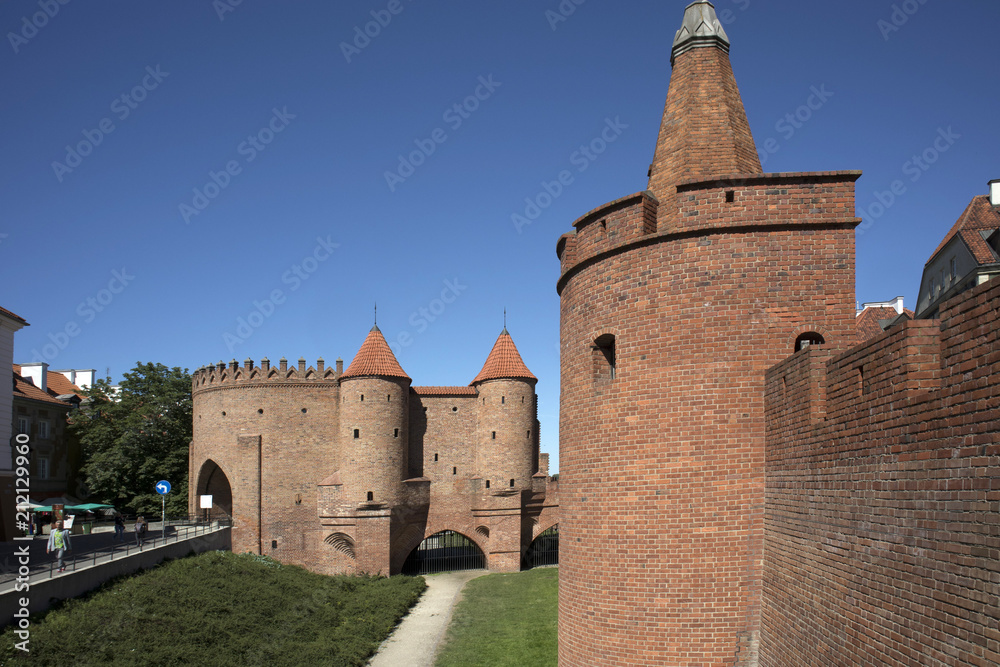 Fototapeta premium Historic Warsaw Barbican in the Warsaw Old Town.