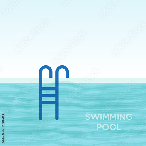 Swimming pool with  ladder. Vector illustration