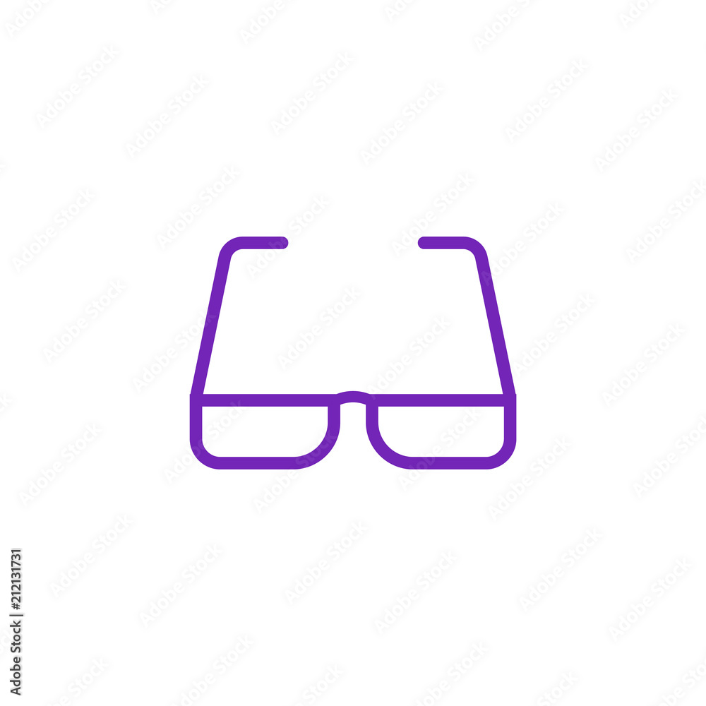 Eyeglasses with violet bezel icon in flat style isolated on white background. Eyewear to improve vision - spectacles with modern colorful frame in vector illustration. Eyeglasses with violet bezel icon in flat style isolated on white background. Eyewear to improve vision - spectacles with modern colorful frame in vector illustration.