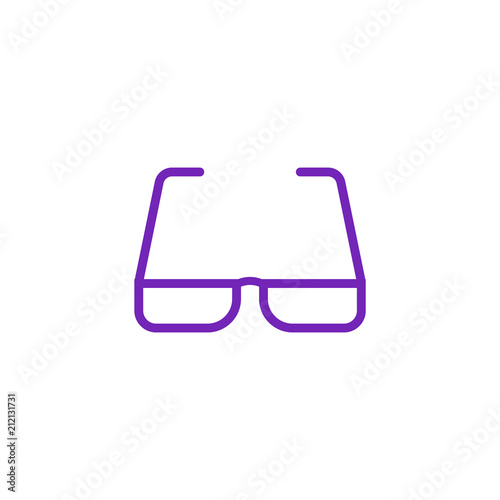 Eyeglasses with violet bezel icon in flat style isolated on white background. Eyewear to improve vision - spectacles with modern colorful frame in vector illustration.
