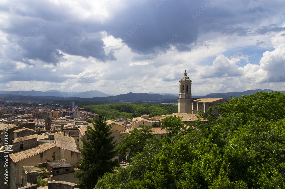 Landscape of the city of Girona from the hill