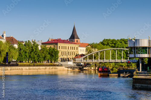 Cityscape of Tartu. The historical city center and the Emajogi river in a sunny day, Estonia photo